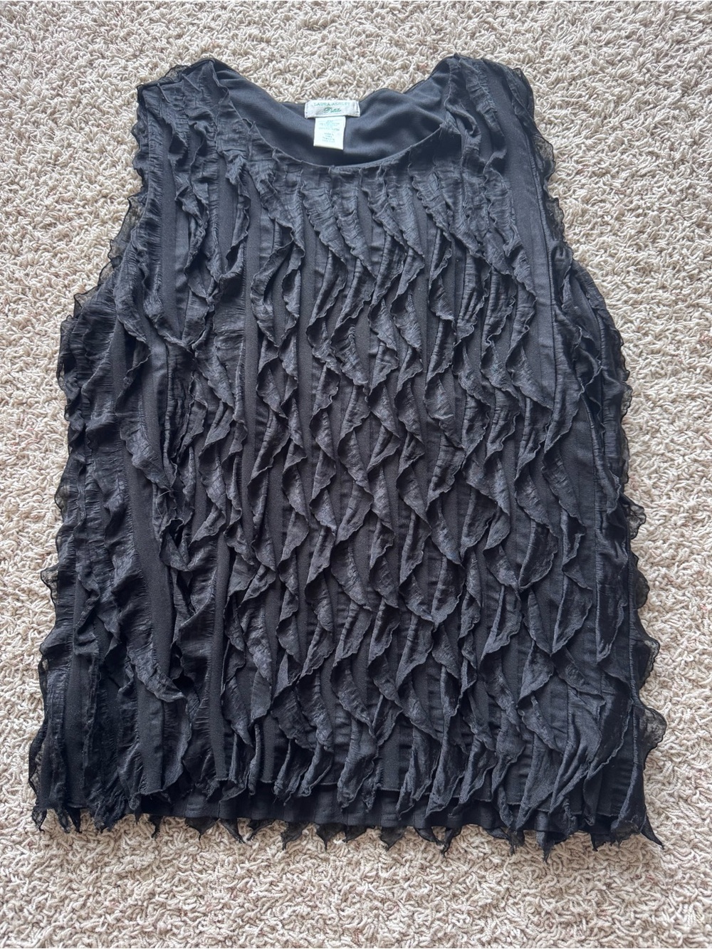 Vintage Black Ruffle Tank Top,Goth, Y2K, Boho, Rave, Romantic, Whimsiegoth soft